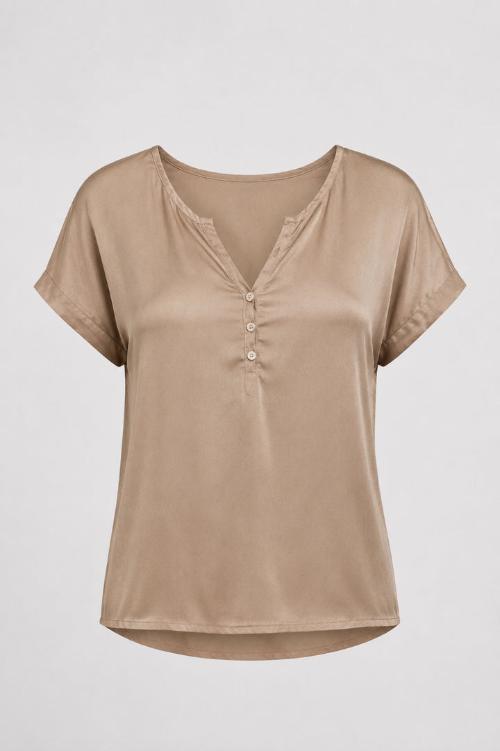 Elsie | Satin Button Front Blouse