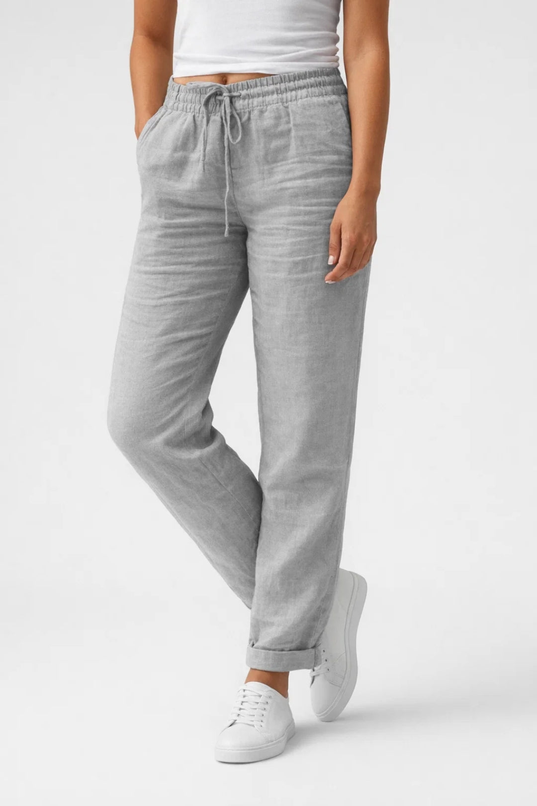 Evelyn | Cotton Linen Straight Trousers
