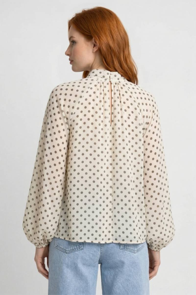 Grace | Polka Dot Tie Neck Blouse