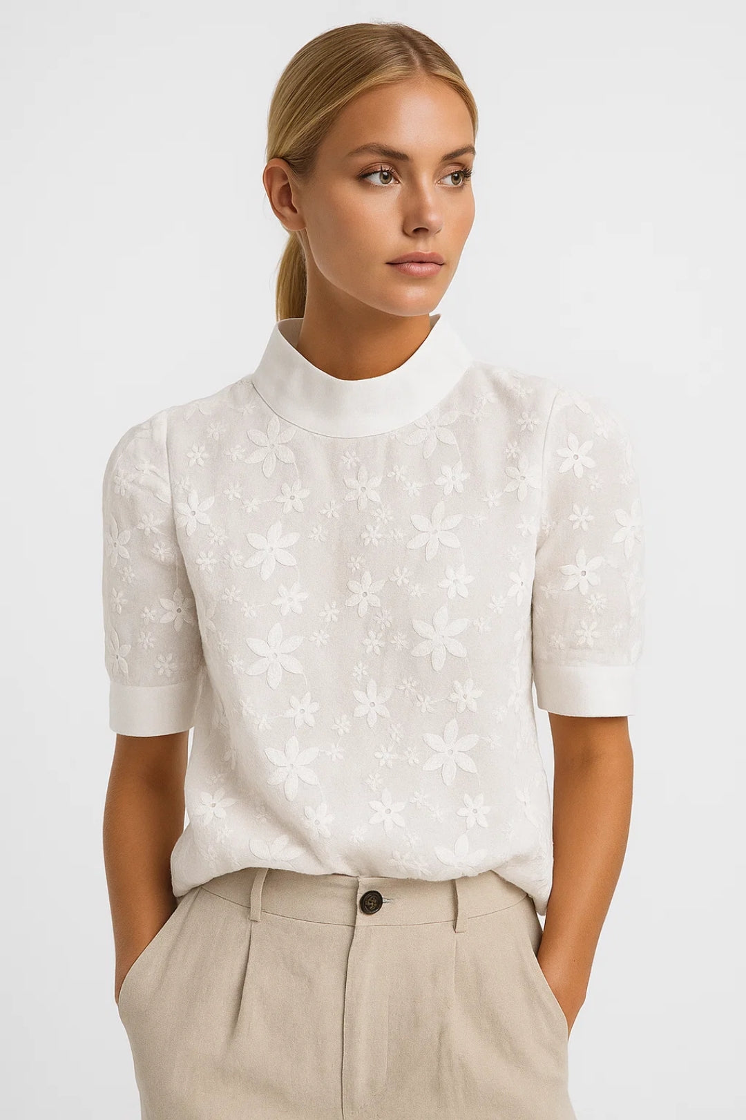 Lily | Embroidered White Blouse