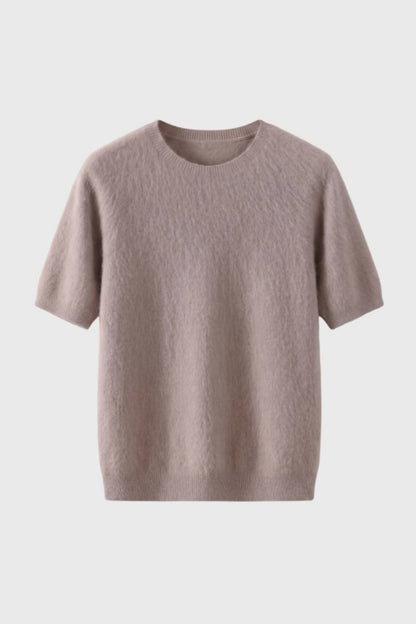 T-shirt med rund hals i fin strik til mænd | Korte, lette ærmer | Afslappet T-shirt, der er nem at tage på