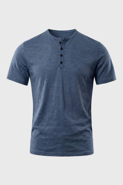 Henley-T-shirt til mænd | Rund hals med knaplukning | Afslappet og casual stil til hverdagen