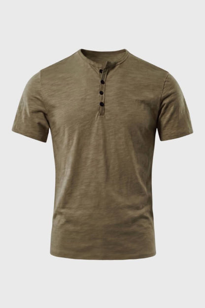 Henley-T-shirt til mænd | Rund hals med knaplukning | Afslappet og casual stil til hverdagen