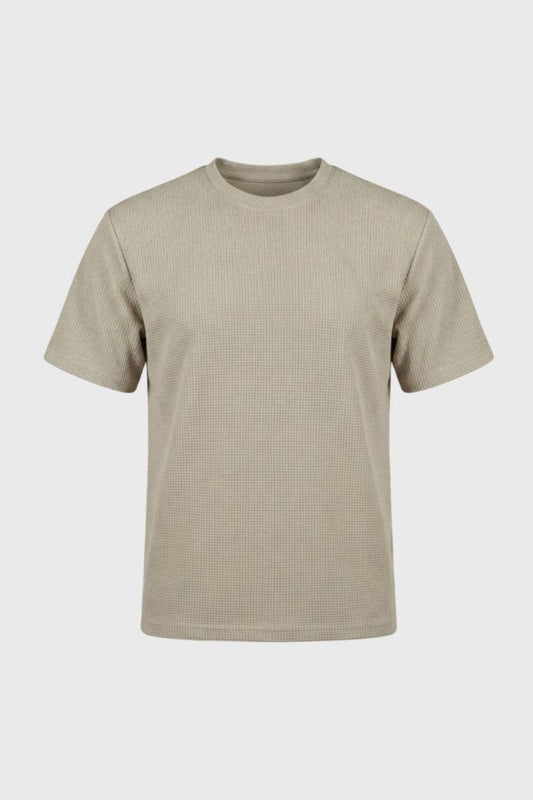T-shirt i vaffelstrik til mænd | Rund hals | Afslappet T-shirt med løs pasform