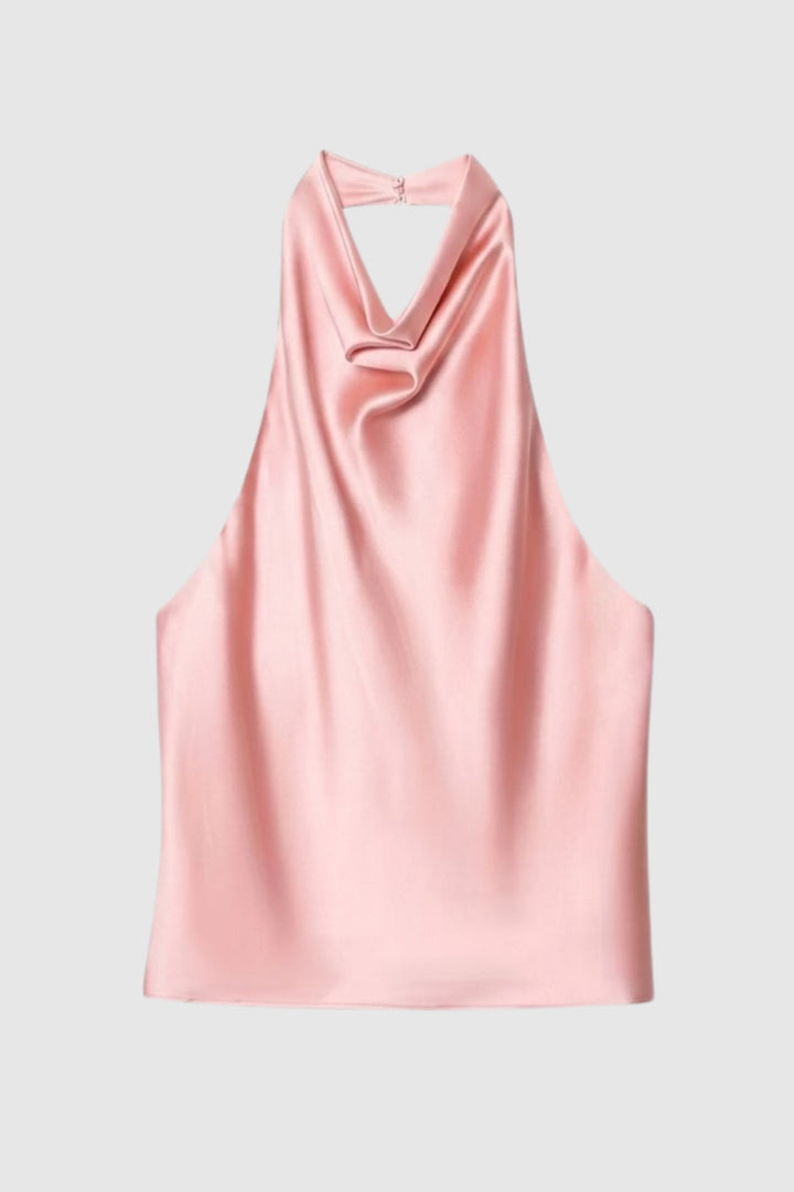 Olivia | Satin Backless Halter Top