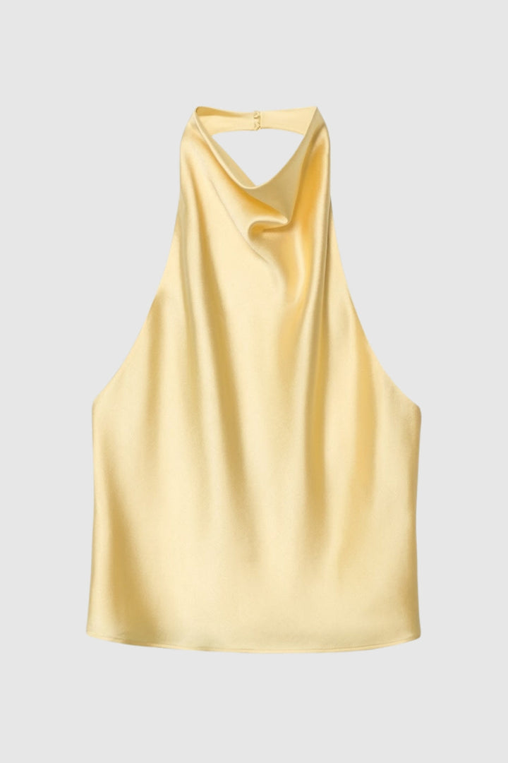 Olivia | Satin Backless Halter Top