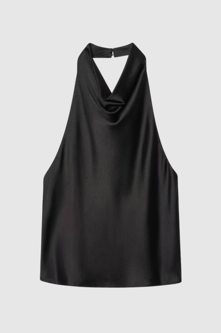 Olivia | Satin Backless Halter Top